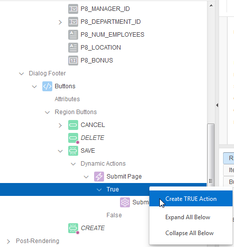 Create TRUE Action option
