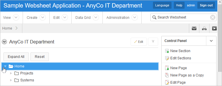 Description of websheet_nav.png follows