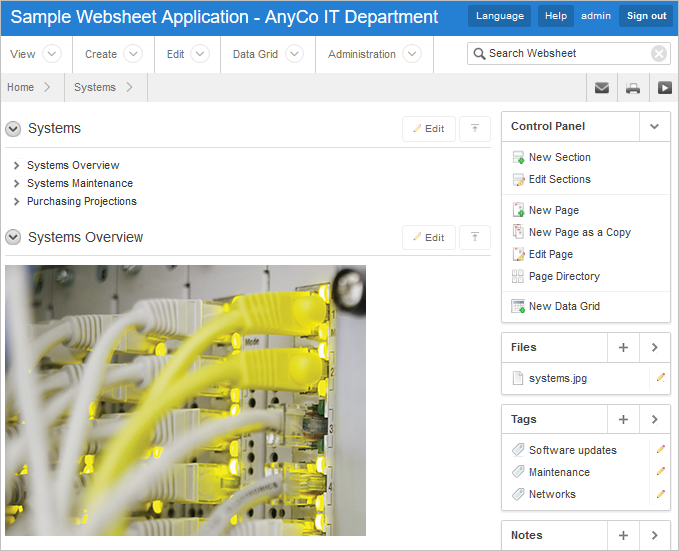 Description of websheet_sys_nav.png follows