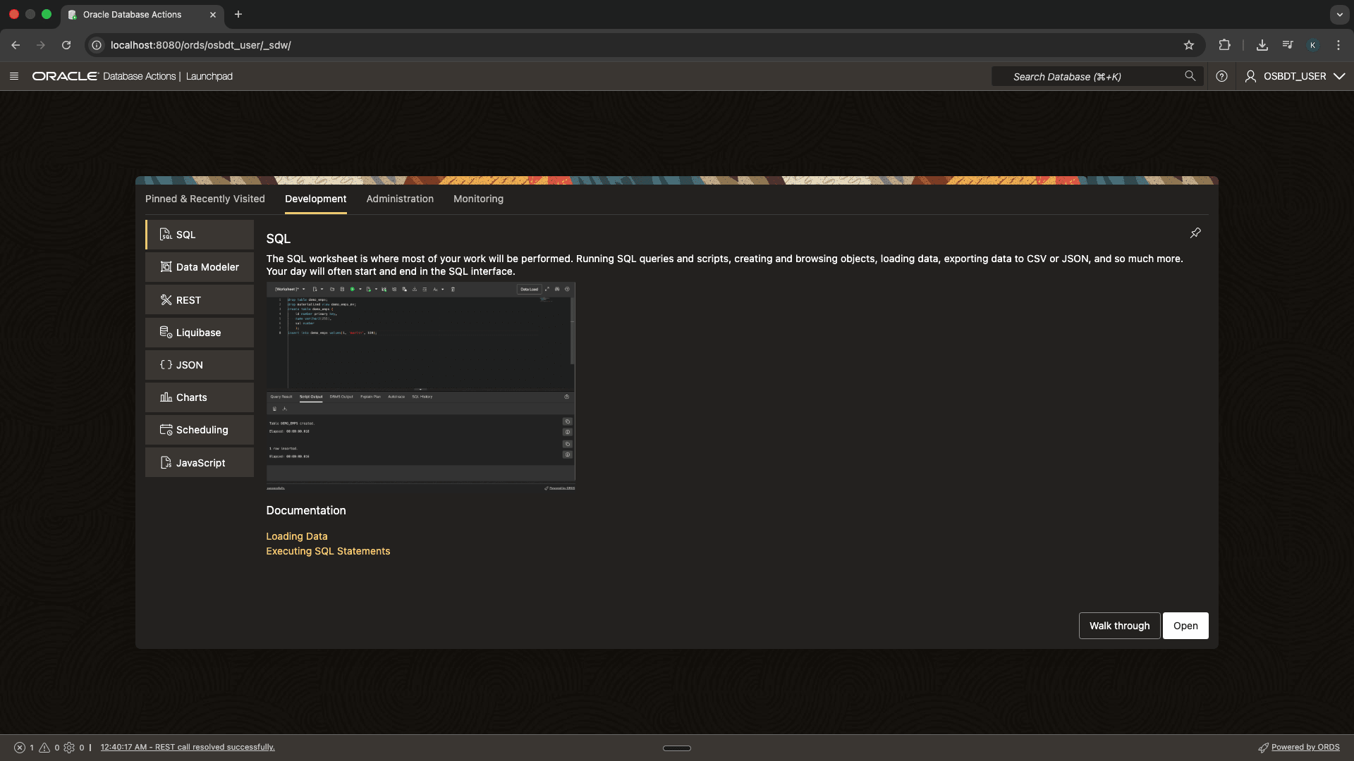 Database Actions Launchpad