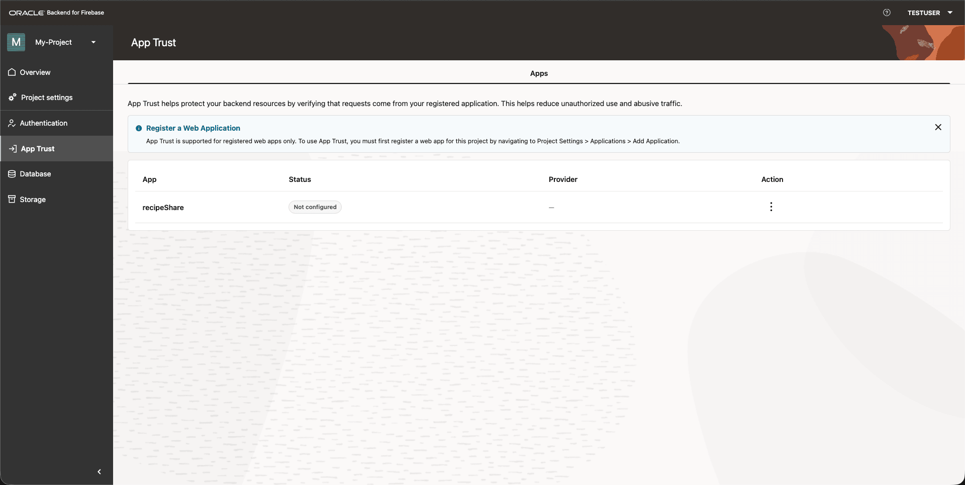 Console: App Trust Tab