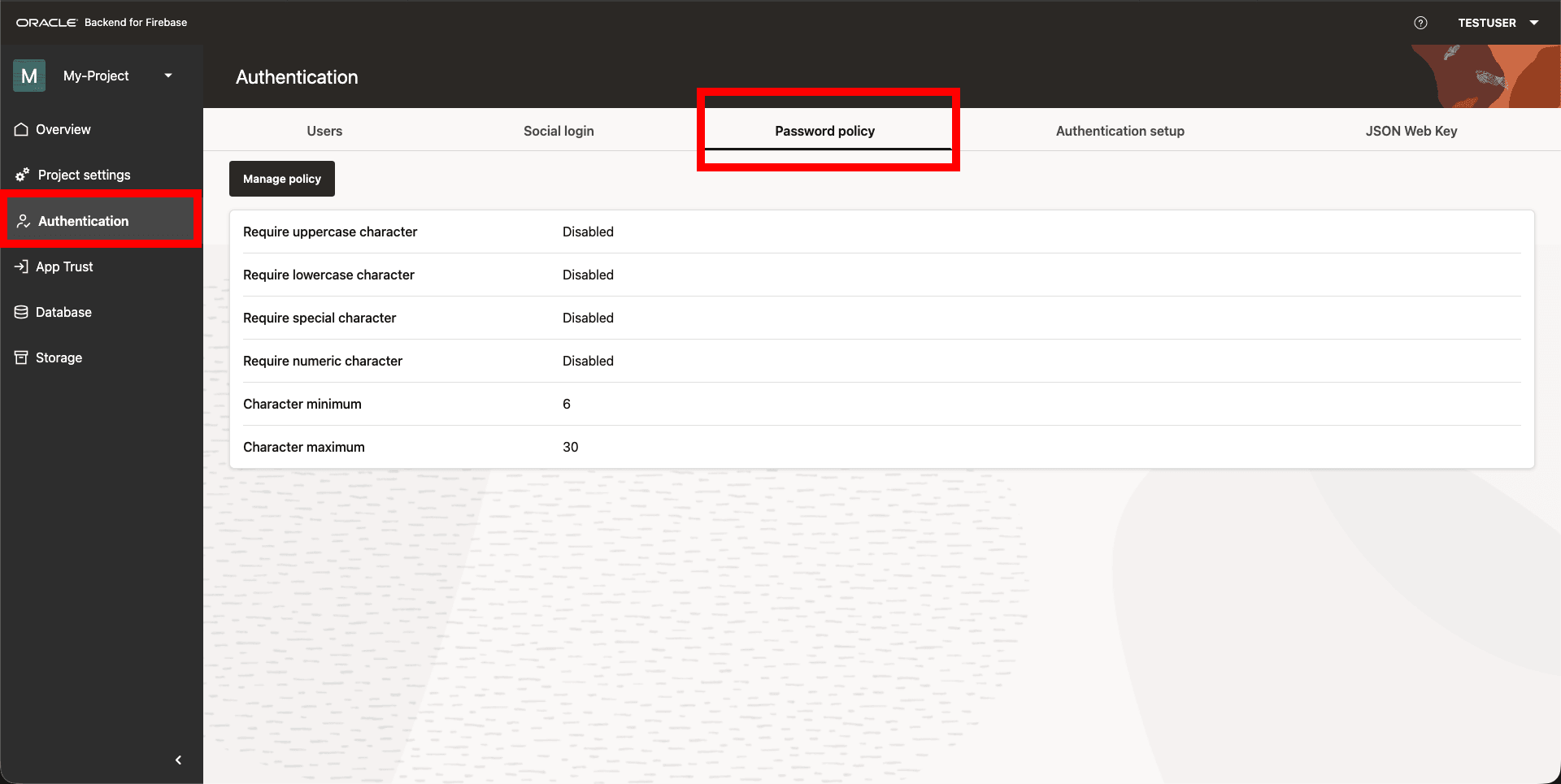 Password Policy Settings
