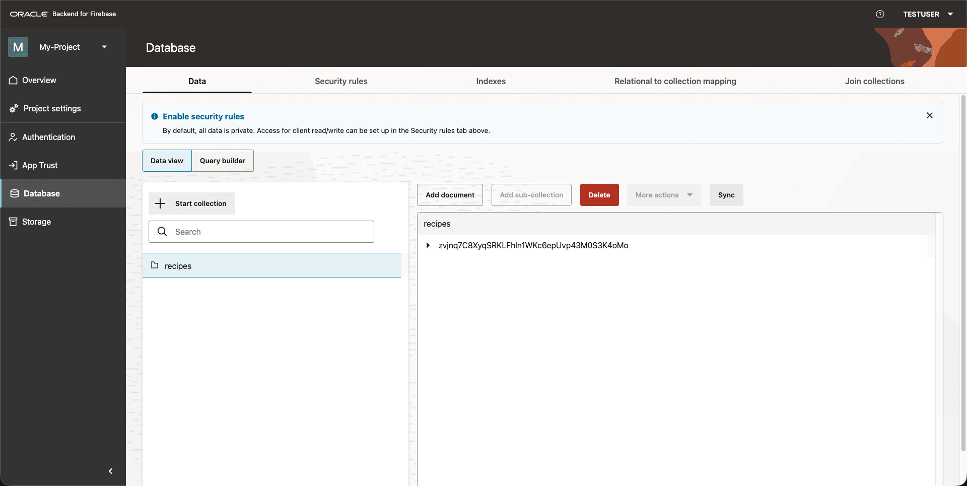 Sync Button on the Database Page