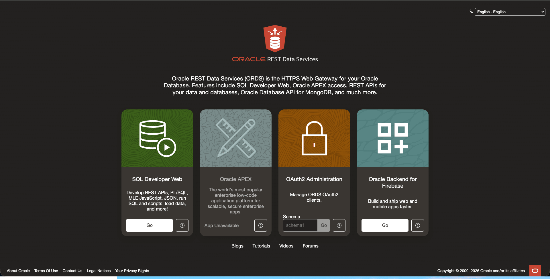 ORDS Landing Page