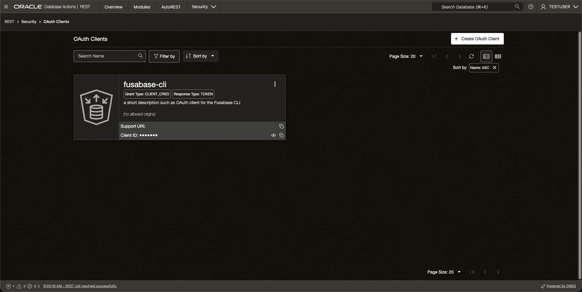 OAuth Client Card