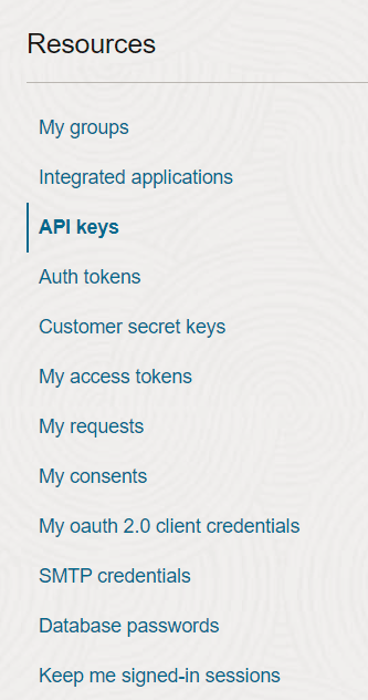 API Keys Option