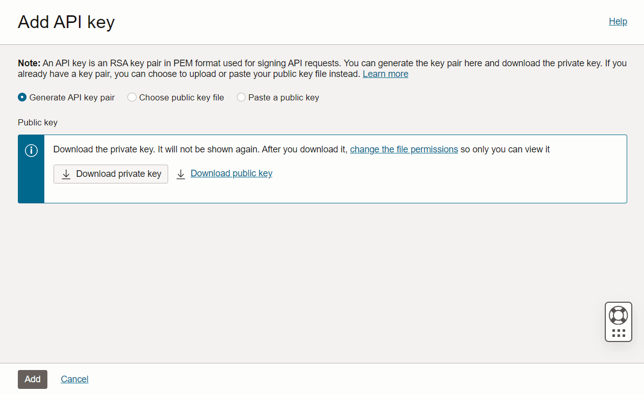 Download API Key Option