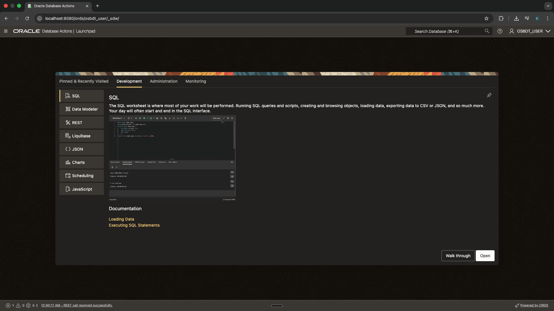 Database Actions Launchpad
