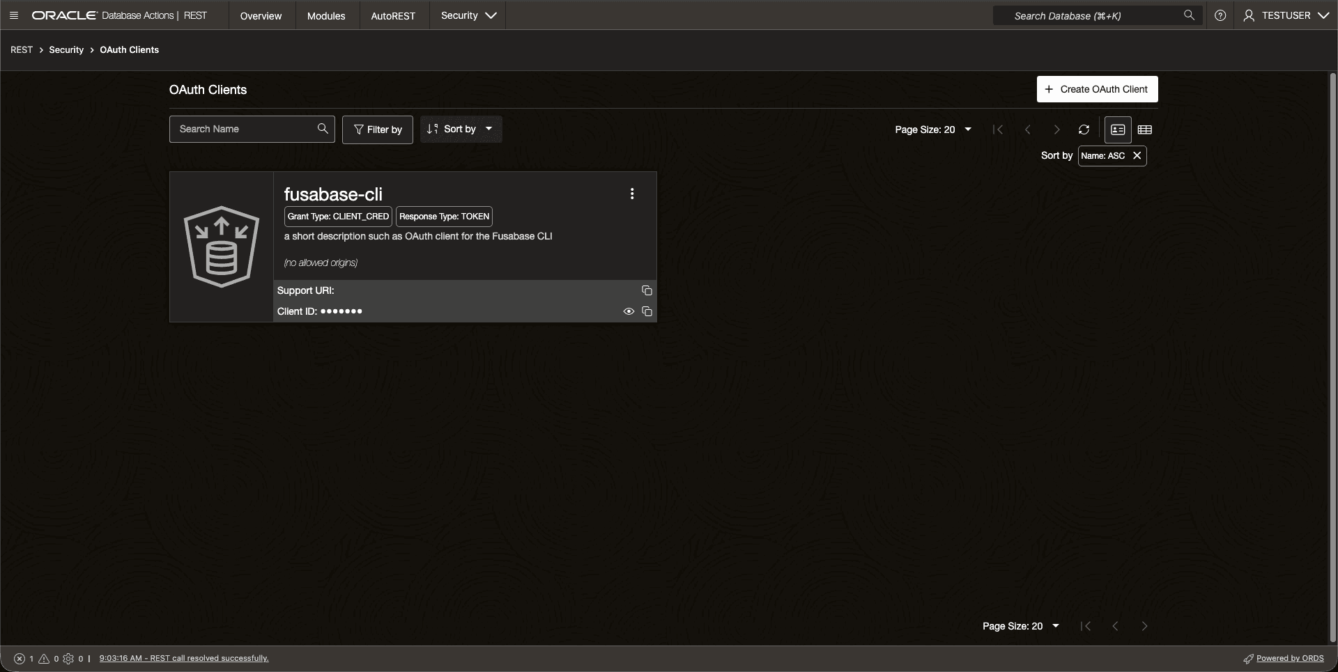 OAuth Client Card