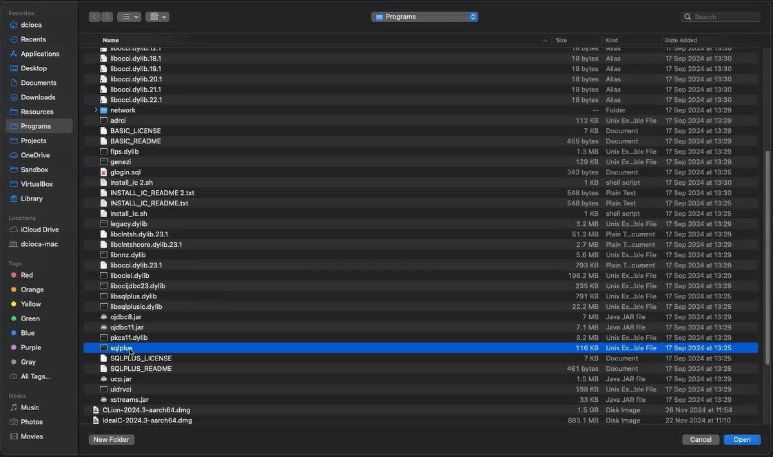 Selection of SQL Plus executable file