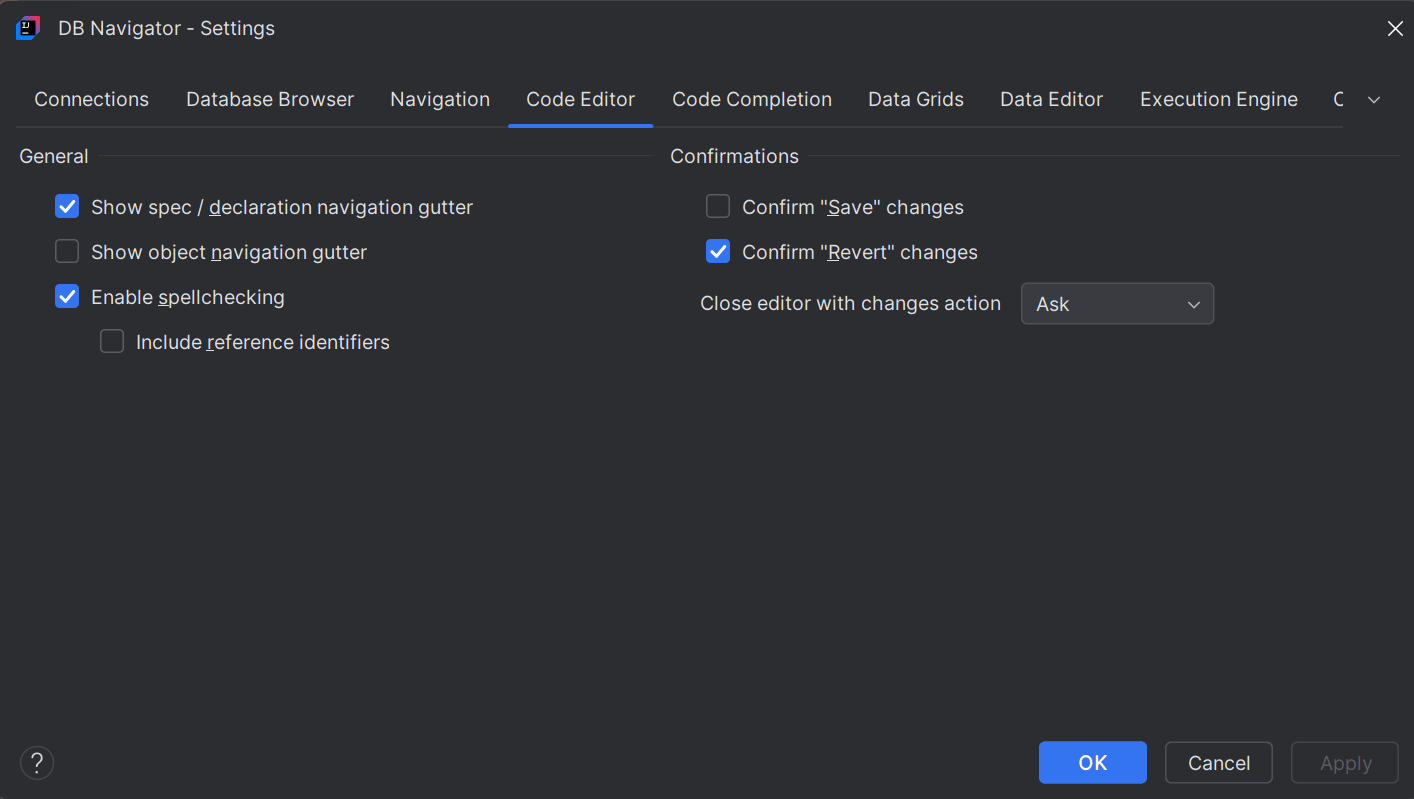 Code Editor settings