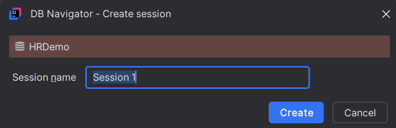 Create Session dialog box