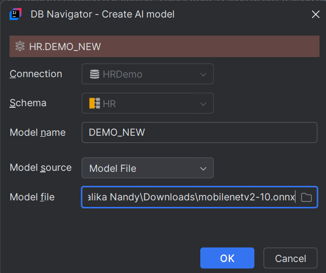 DB Navigator - Create AI Model