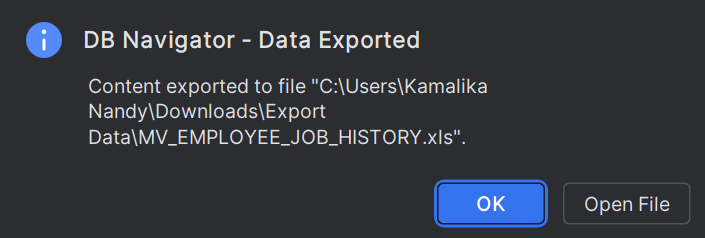 Data exported