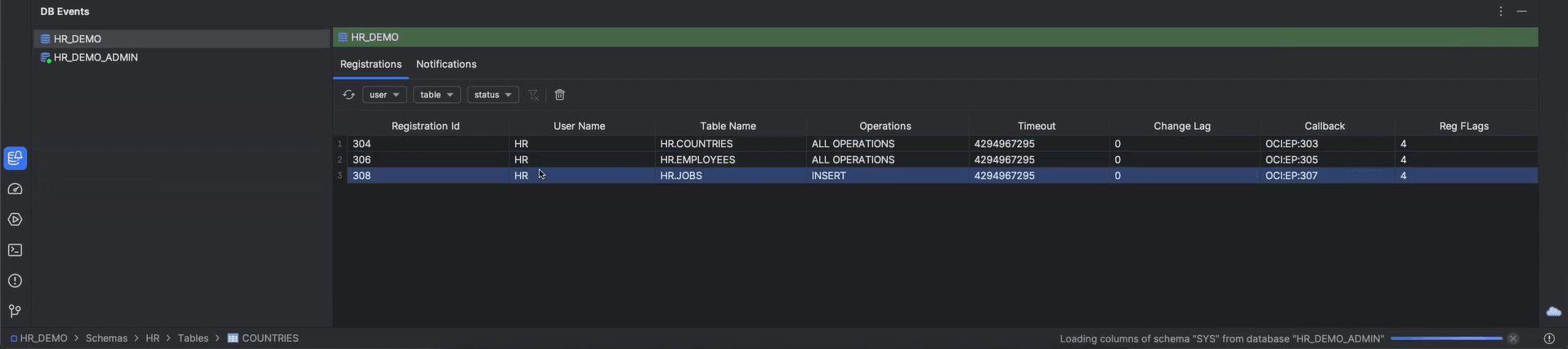 Events Monitor - Registration of listeners on different DB tables Events Monitor - Registration of listeners on different DB tables