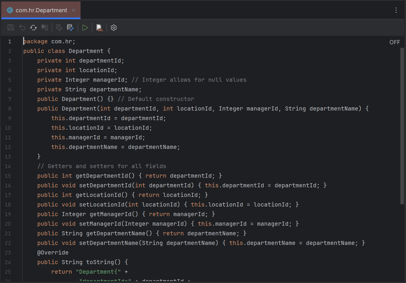 Java editor window Java editor window