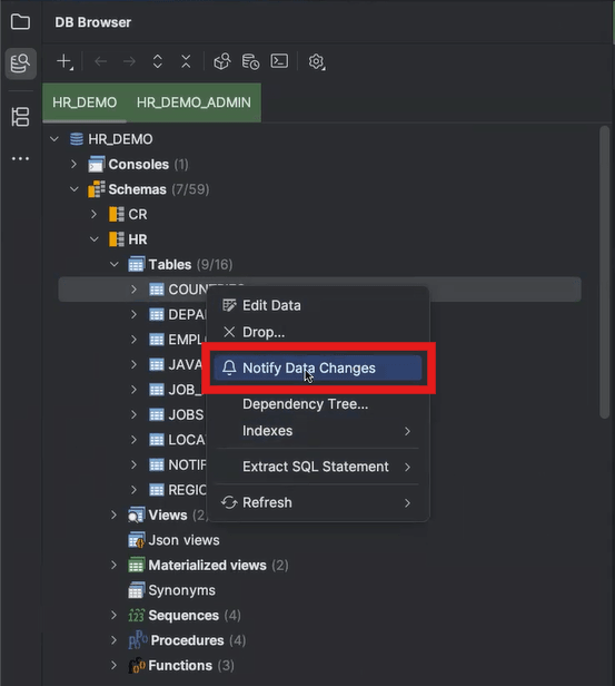 Notify Data Changes option