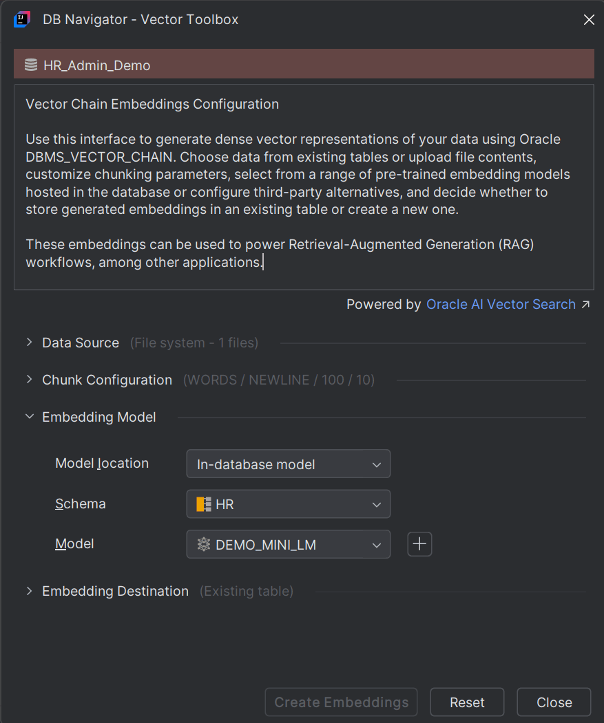Embedding Model - In-Database Model