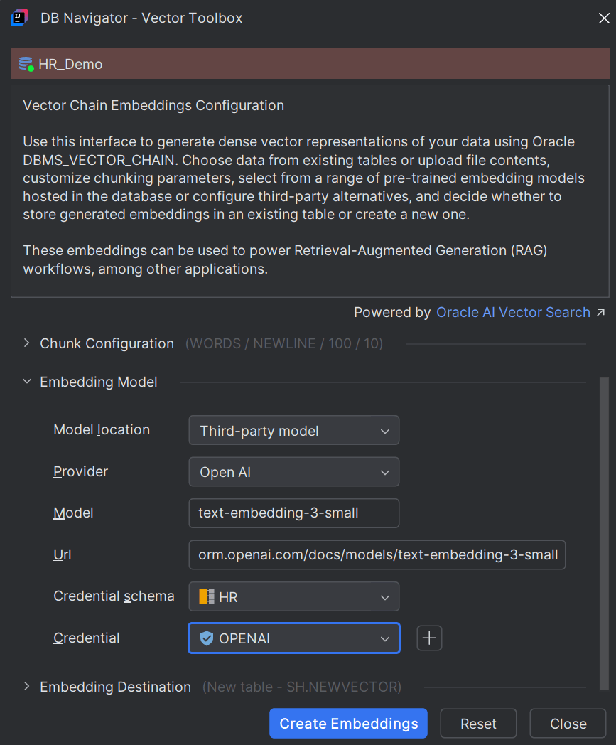 Third-party Embedding model