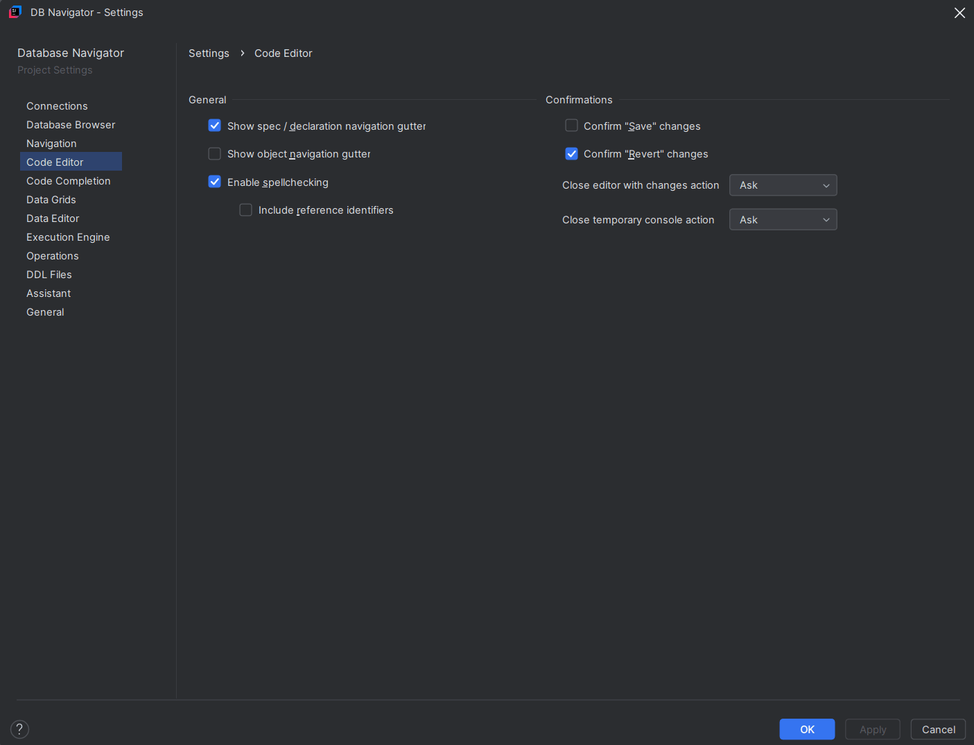 Code Editor settings Code Editor settings