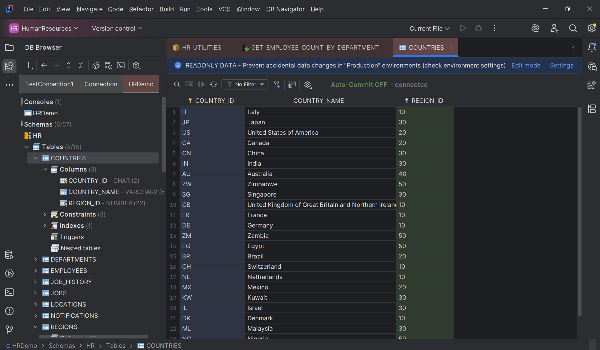 Sample table editor