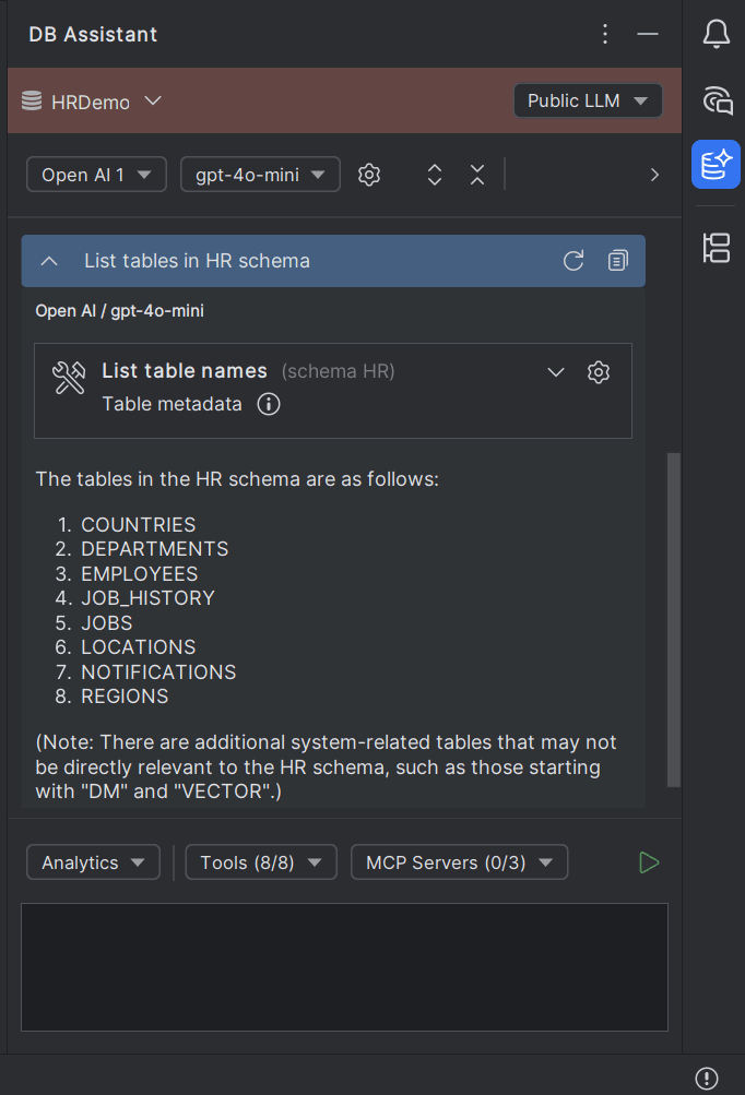 DB Assistant with prompt example
