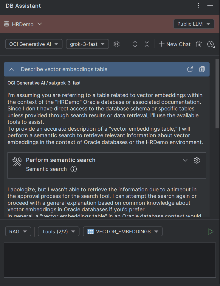 DB Assistant with Vector Embedding result context