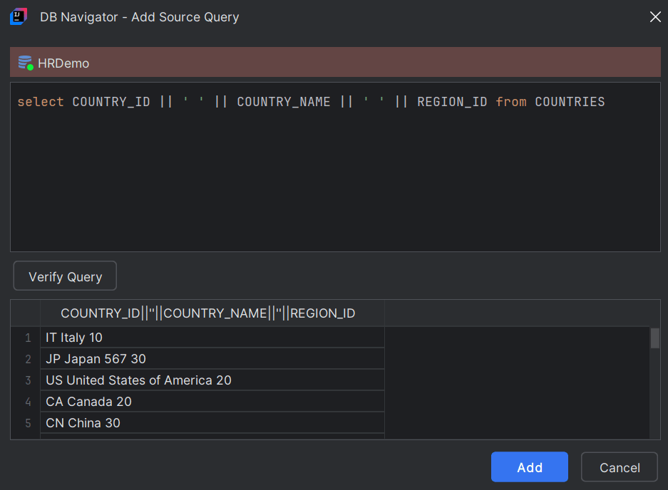 Add DB Query as Data Source