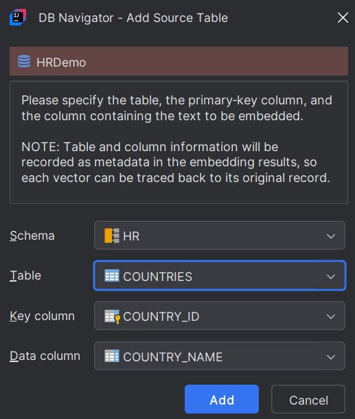 Add New DB Table as Source
