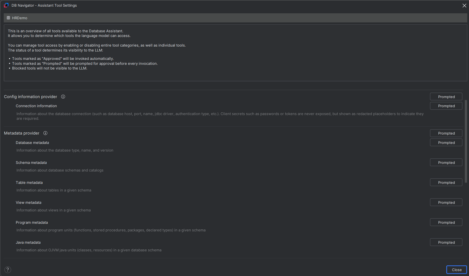 Tools list for Development mode