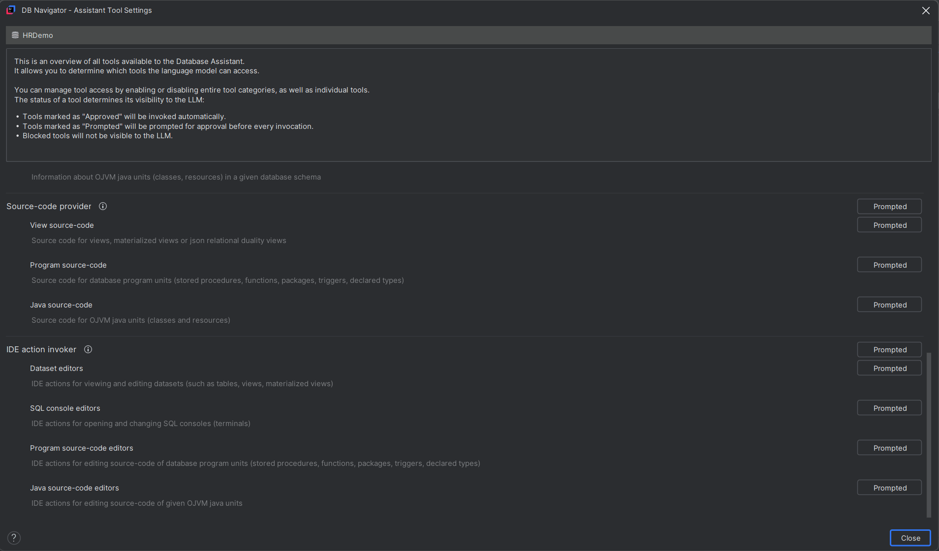 Tools list for Development mode