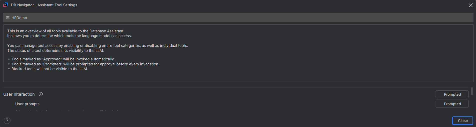 Tools list for Development mode