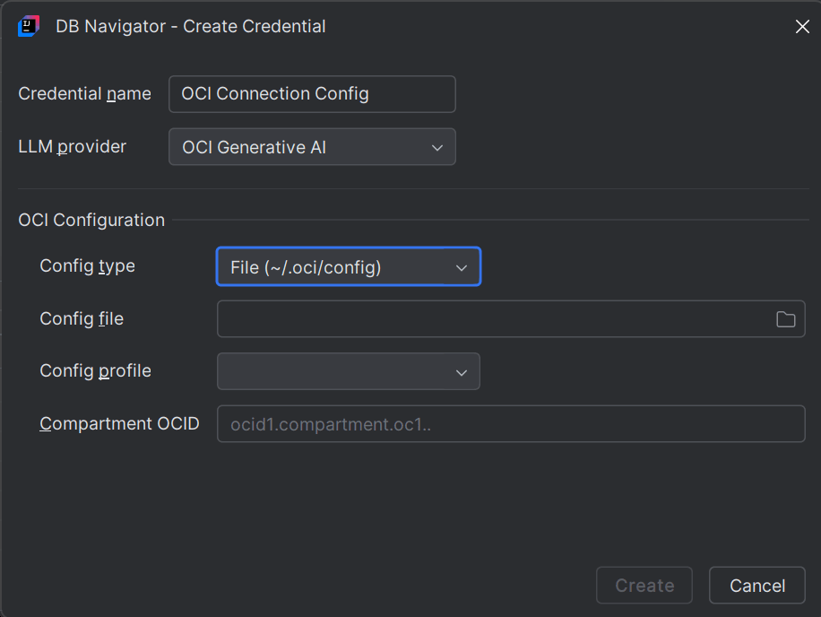 Create Credential for OCI Gen AI using Config file