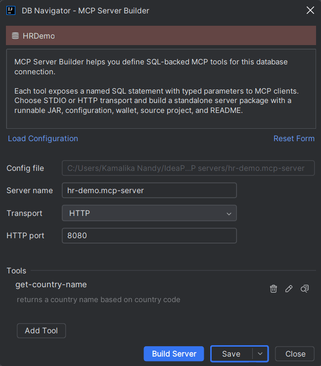 Tools added to MCP Tools section