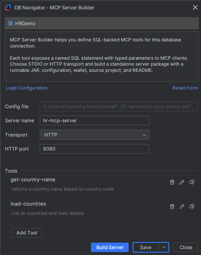 MCP Server Config File location