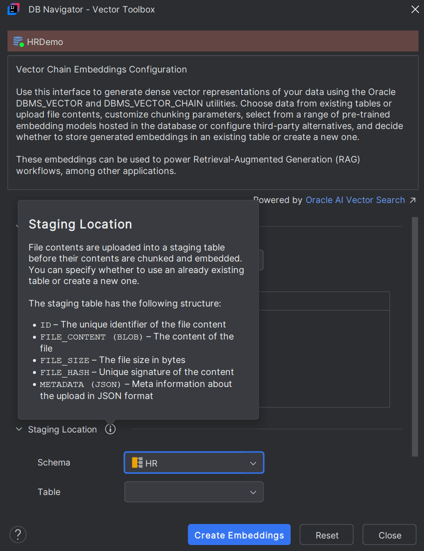 Selecting Staging Location