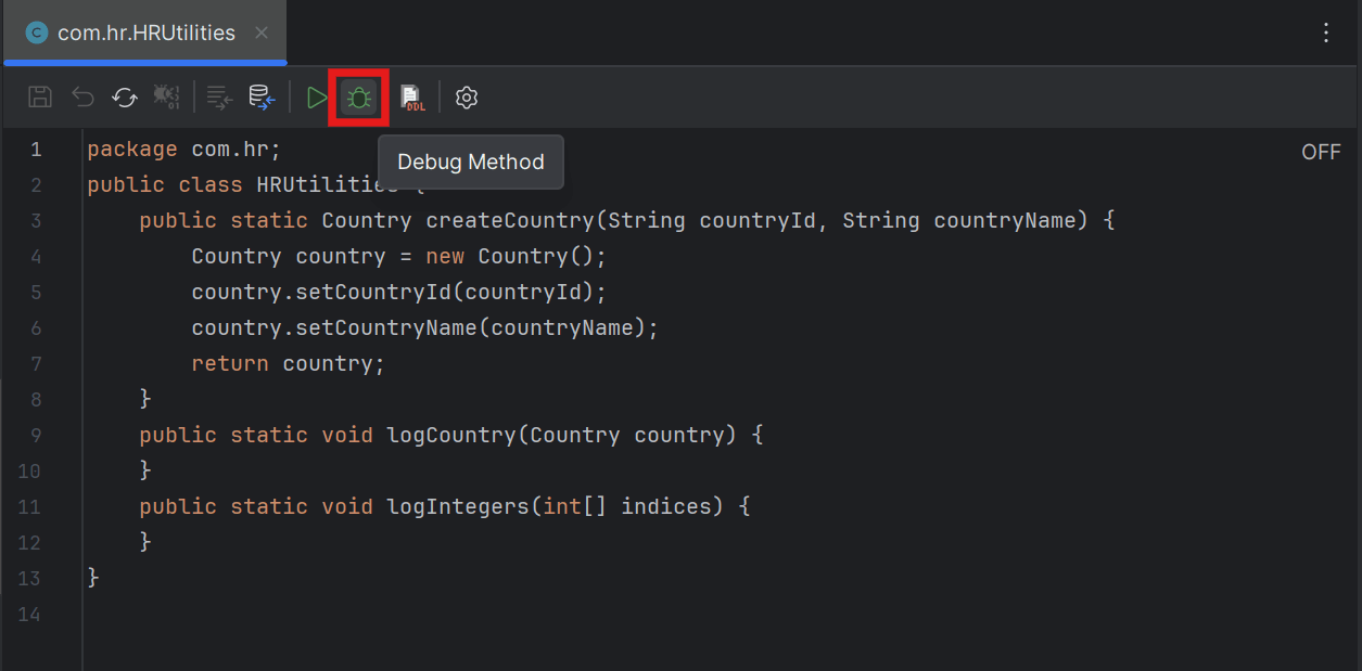 Debug Java method
