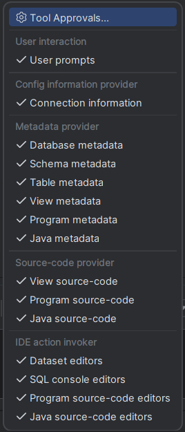 Tools list for Development operating mode