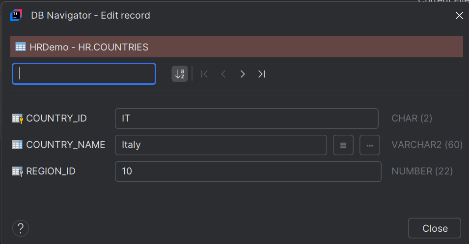 Edit Record dialog box