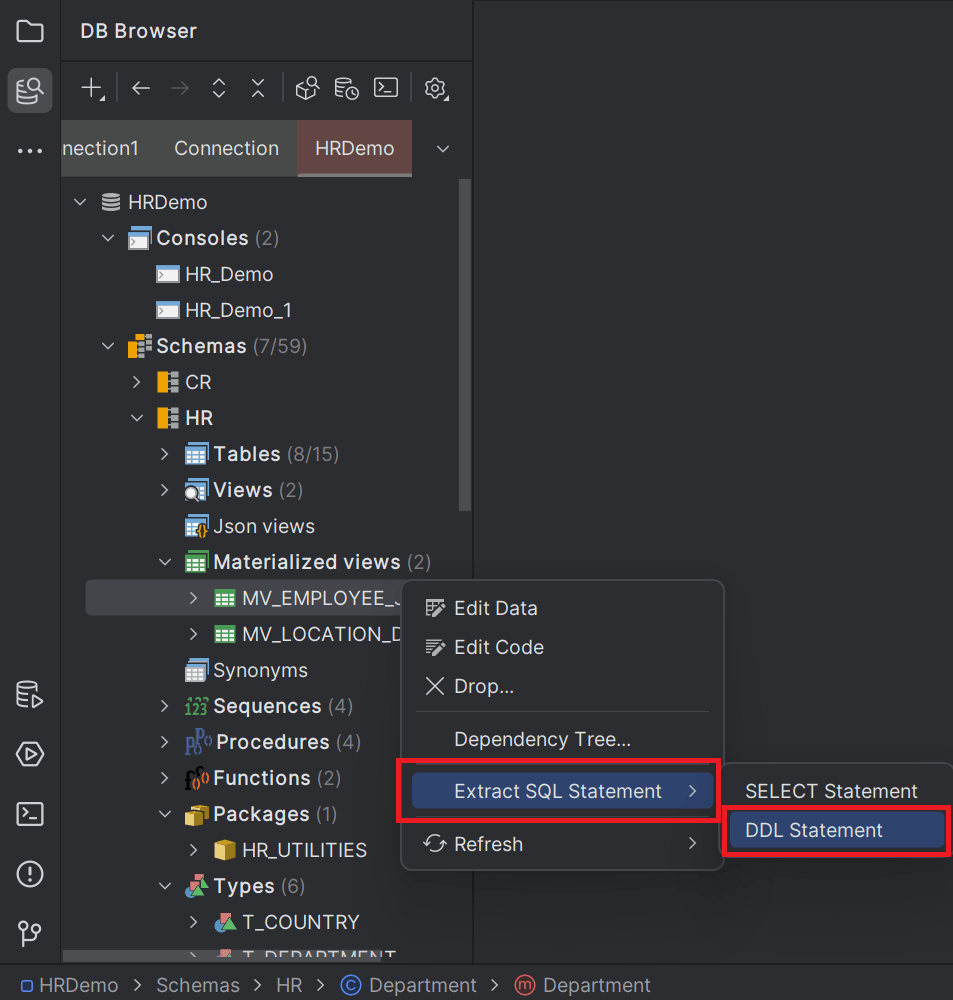 Extracting DDL file