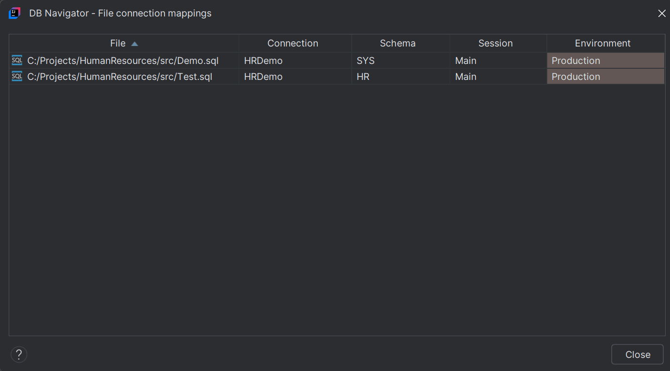 File connection mappings File connection mappings