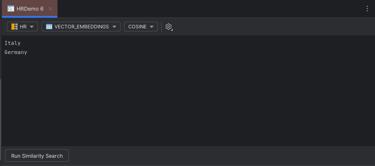 Run Similarity Search Console