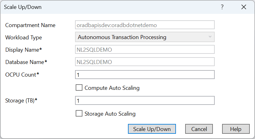 Screenshot of Scale Up/Down Dialog