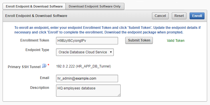 Description of dbcs-enroll-endpoint-and-download-software-screenshot.png follows