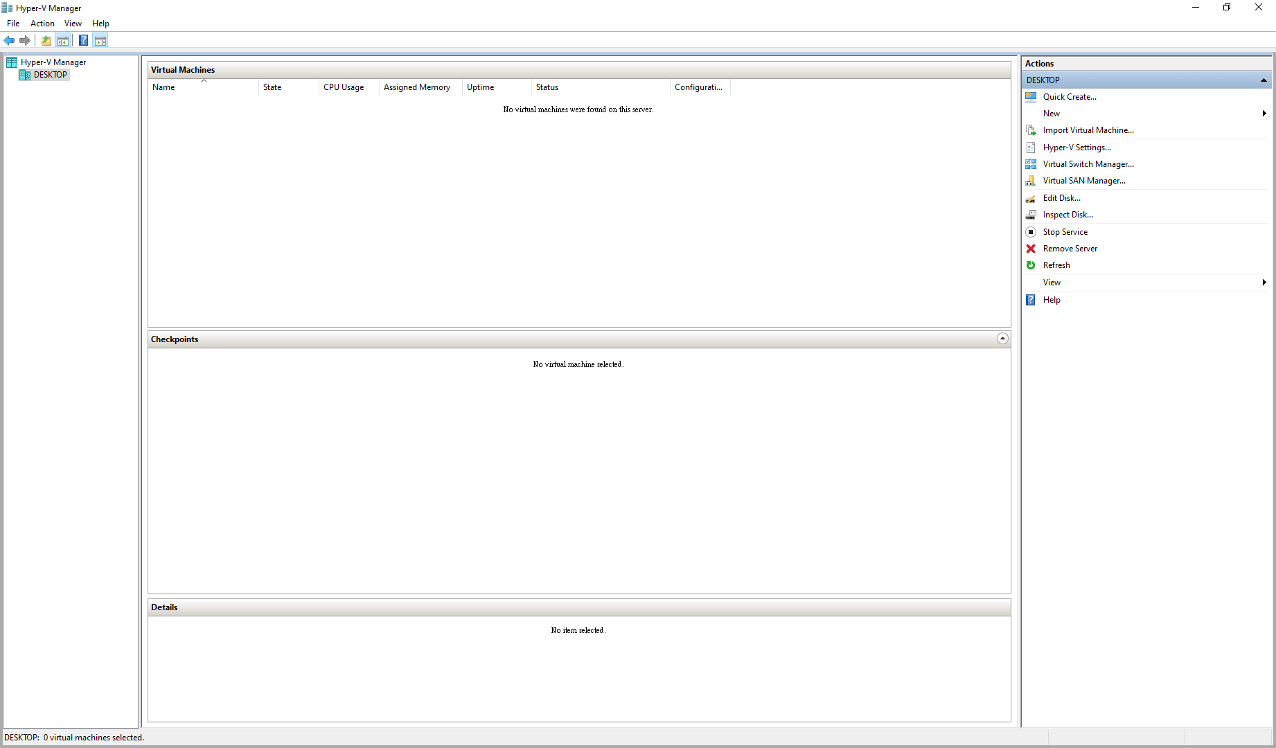Description of hyper-v-manager.png follows