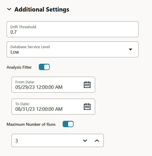 Data Monitoring Additional Settings section