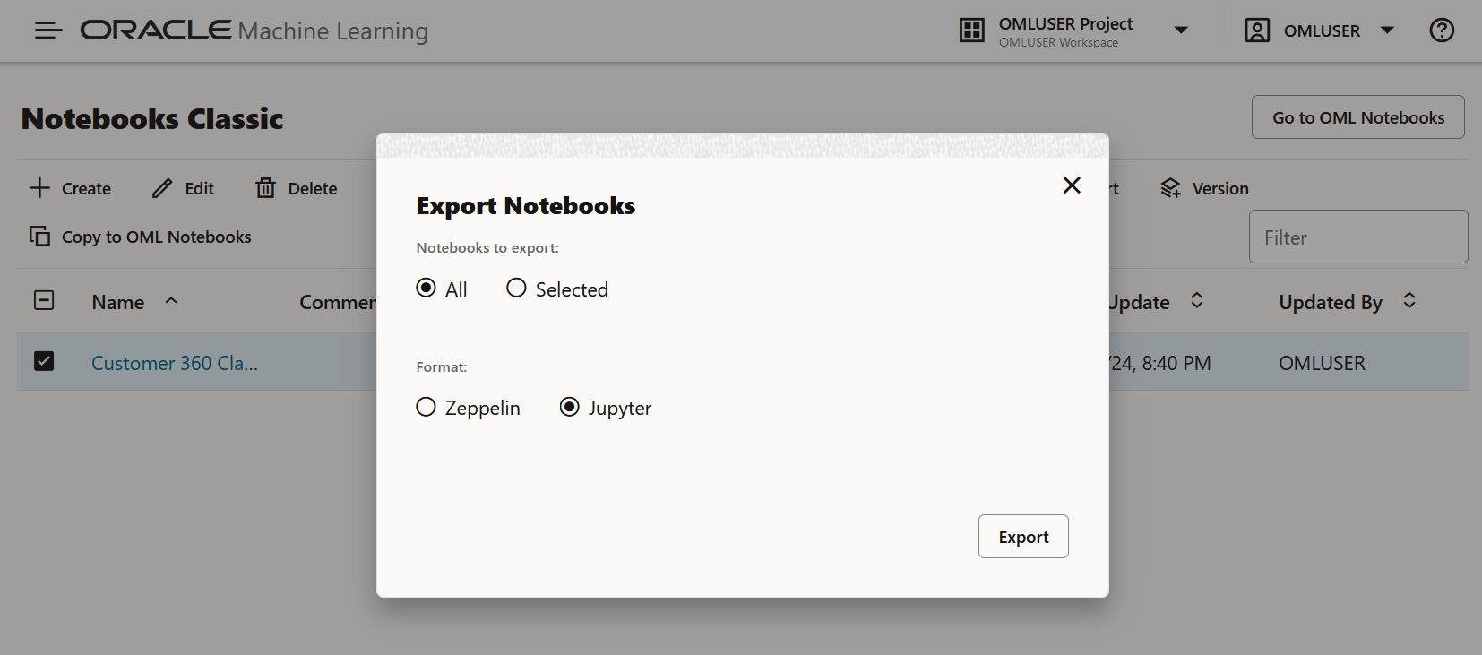 Supported Notebook Formats for Export