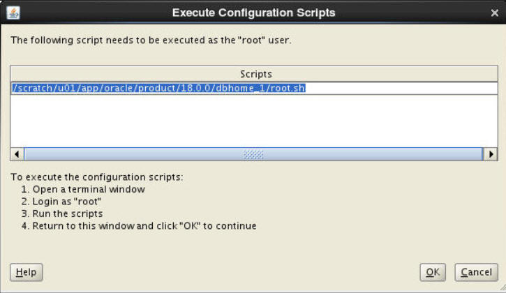 Description of the Execute Configuration Scripts Screen