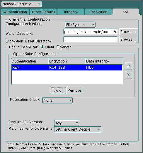 Server Cipher Suite Configuration List