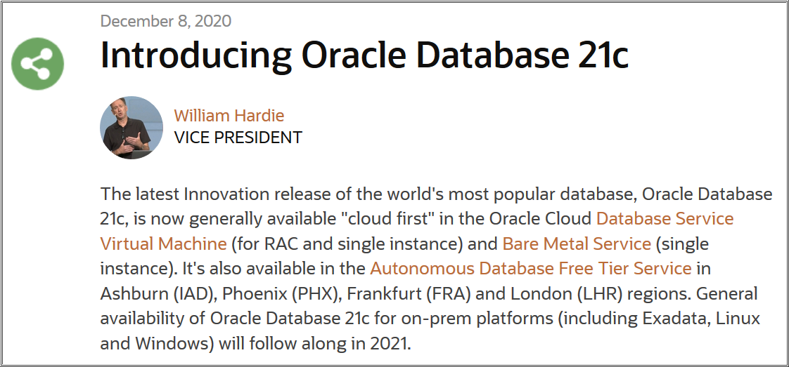 Introducing Oracle Database 21c by William Hardie